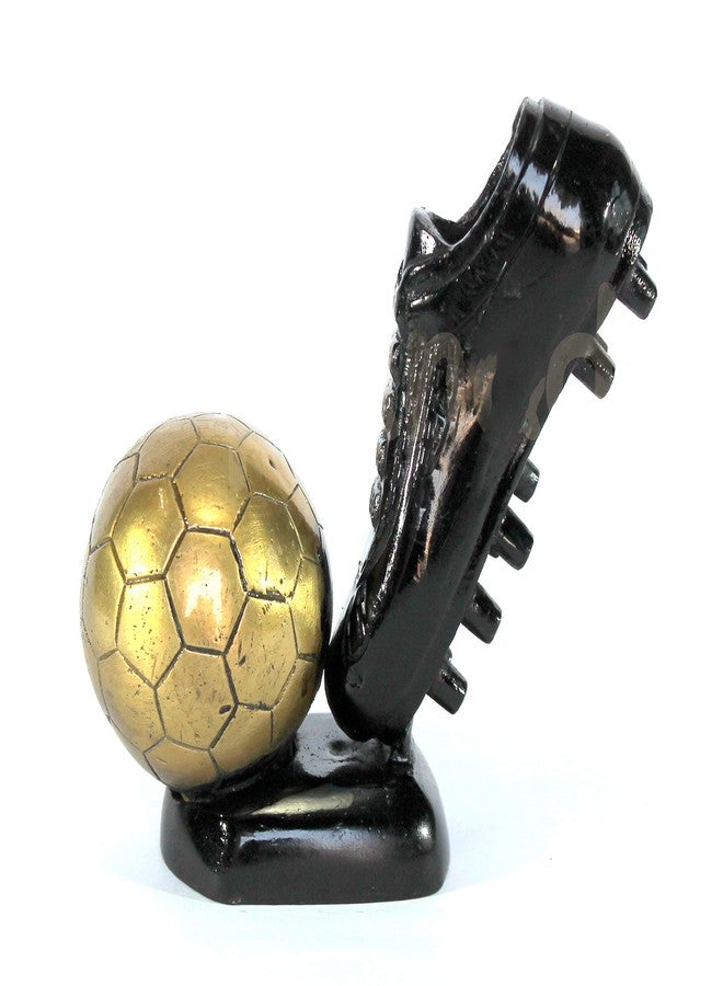 ESPLANADE Beautiful Brass Decorative Soccer Ball and Shoe Showpiece | Home Decor | Brass Sculpture | World Cup Golden Boot Trophy Look-Alike | European Golden Shoe Look-Alike - Image 3